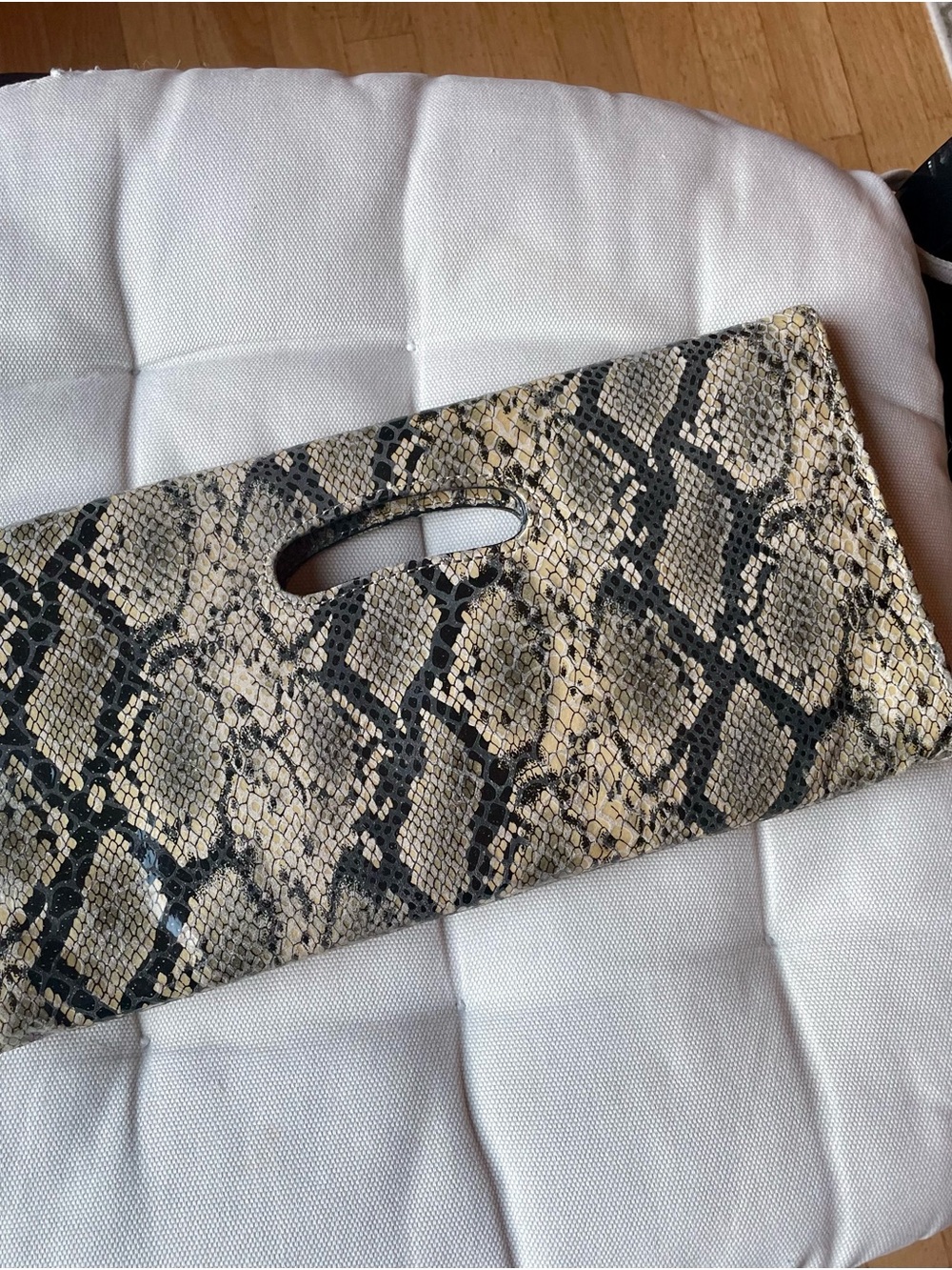HOBO Black and Cream Snake-Print Clutch - Picture 3 of 5